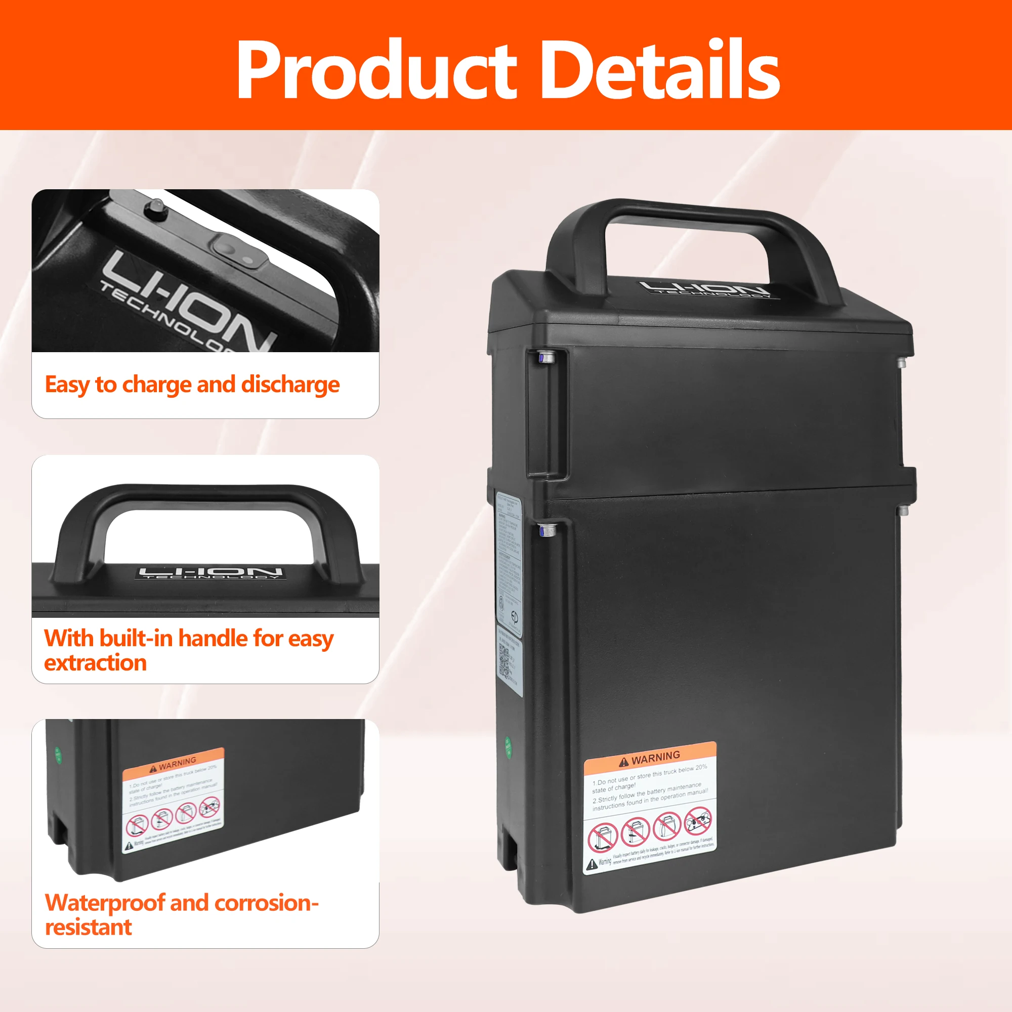 

LiFePO4 Lithium Battery 24V 20Ah for Big Joe LPT26 LPT33 T40 Pallet Truck Jack, Replace 1113-513000-0H, EL20_U