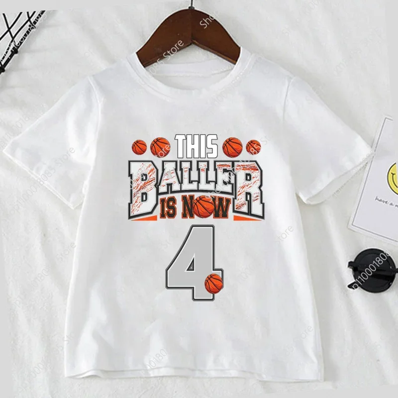 Basketball Birthday Digital T-shirt Children's Basketball Clothing Boys and Girls Cartoon Printed T-shirt Casual Wear