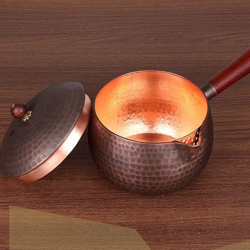 Pure Copper Fair Cup/Brewing Tea Infuser With anti-scorching side handle, handcrafted hammer pattern, thickened Tea Pot/Tea Set