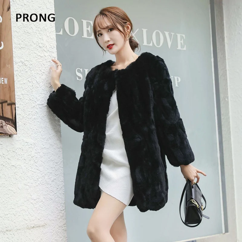 Natural Rabbit Fur Coat Women Winter Jackets Long Loose Size Real Fur Coat Furry Thick Warm Woman Clothes