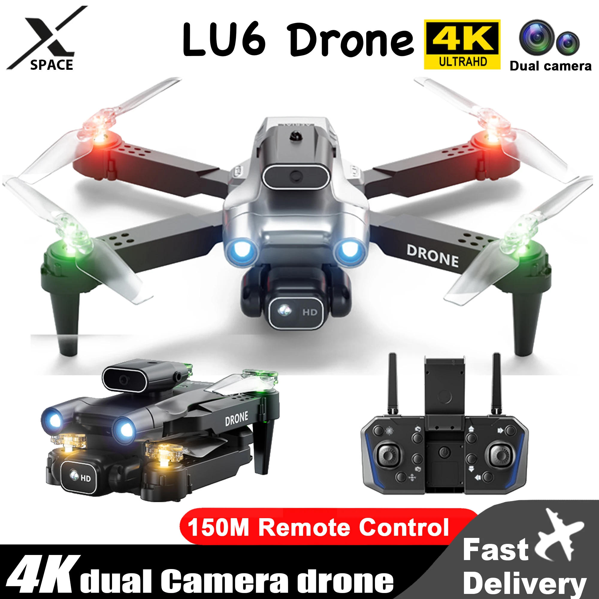 LU6 Drone Optical Flow 4K Camera Real-time Transmission With WiFi Obstacle Avoidance Folding Quadcopter Remote Control Toys