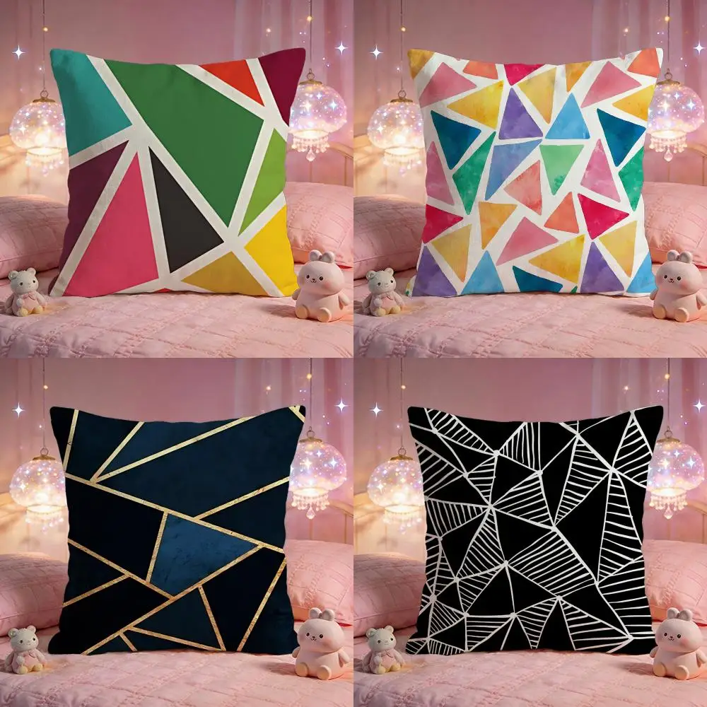 Modern Abstract Triangle Cushion Cover Premium Comfort Reversible Pillow Cove -Two in One Design for Any Room & Car Interior