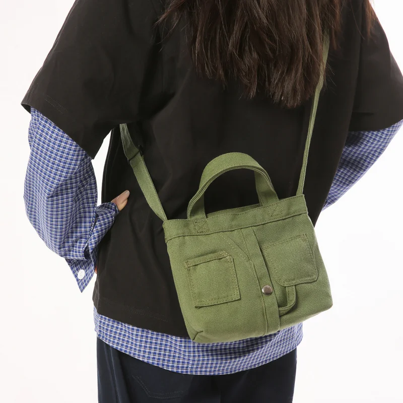 

Vintage Denim Canvas Crossbody Bag for Women Retro Washed Handbag Korean Style Casual Shoulder Bag Minimalist Commuter Tote Bag