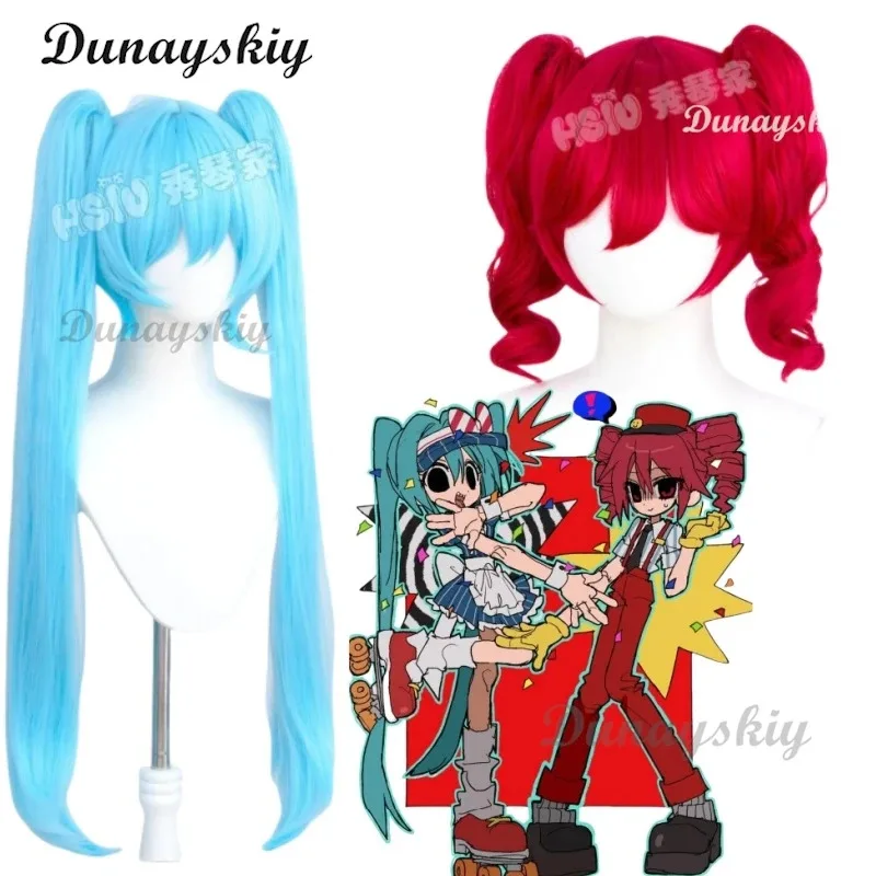 

Vtuber Synthesizer V Kasane Teto Meserizer Cosplay Wig Vtuber Halloween Carnival Party Blue Red Double Ponytail Long Hair