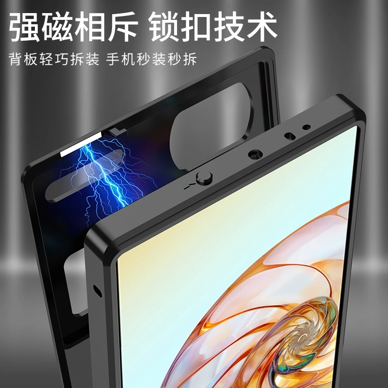 Custodia In Metallo E Vetro Temperato Per Nubia Z60 Ultra – Fibra Di Carbonio, Antiurto Nera