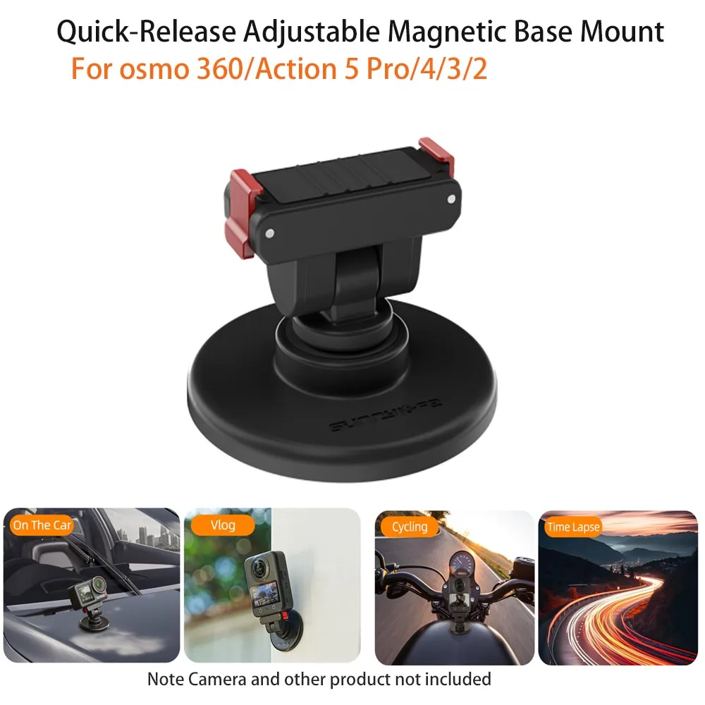 

Регулируемый магнитный адаптер-крепление с присоской для DJI Osmo Action 5 Pro/4/3/2/Osmo 360 для автомобиля/велосипеда/аксессуаров для видеоблогеров
