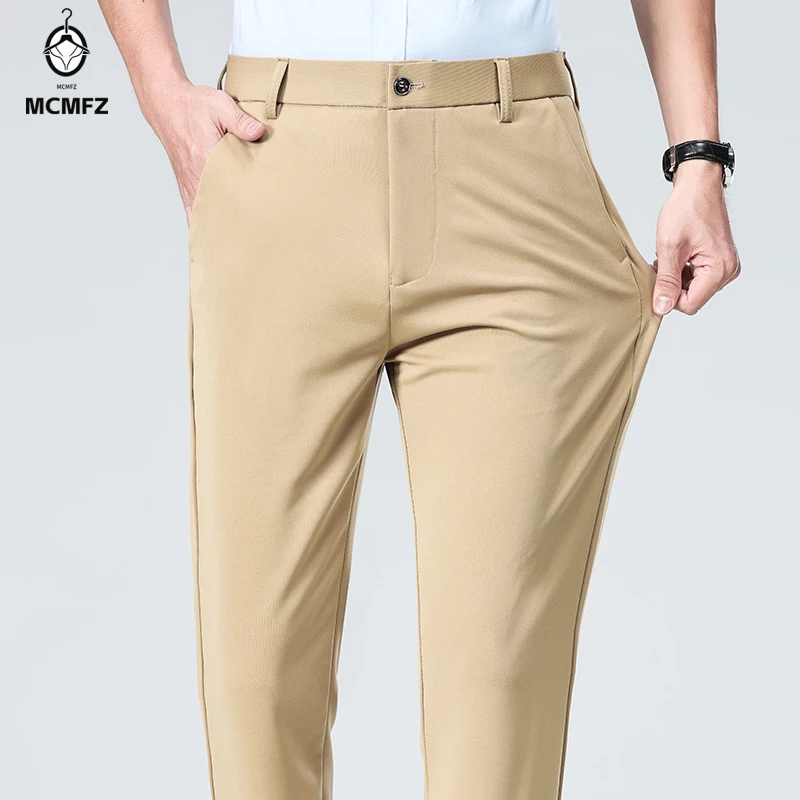

Mens Summer Cool Touch Straight Leg Stretch Dress Pants Anti Static Anti Shrink Comfort Trousers For Meeting Trip