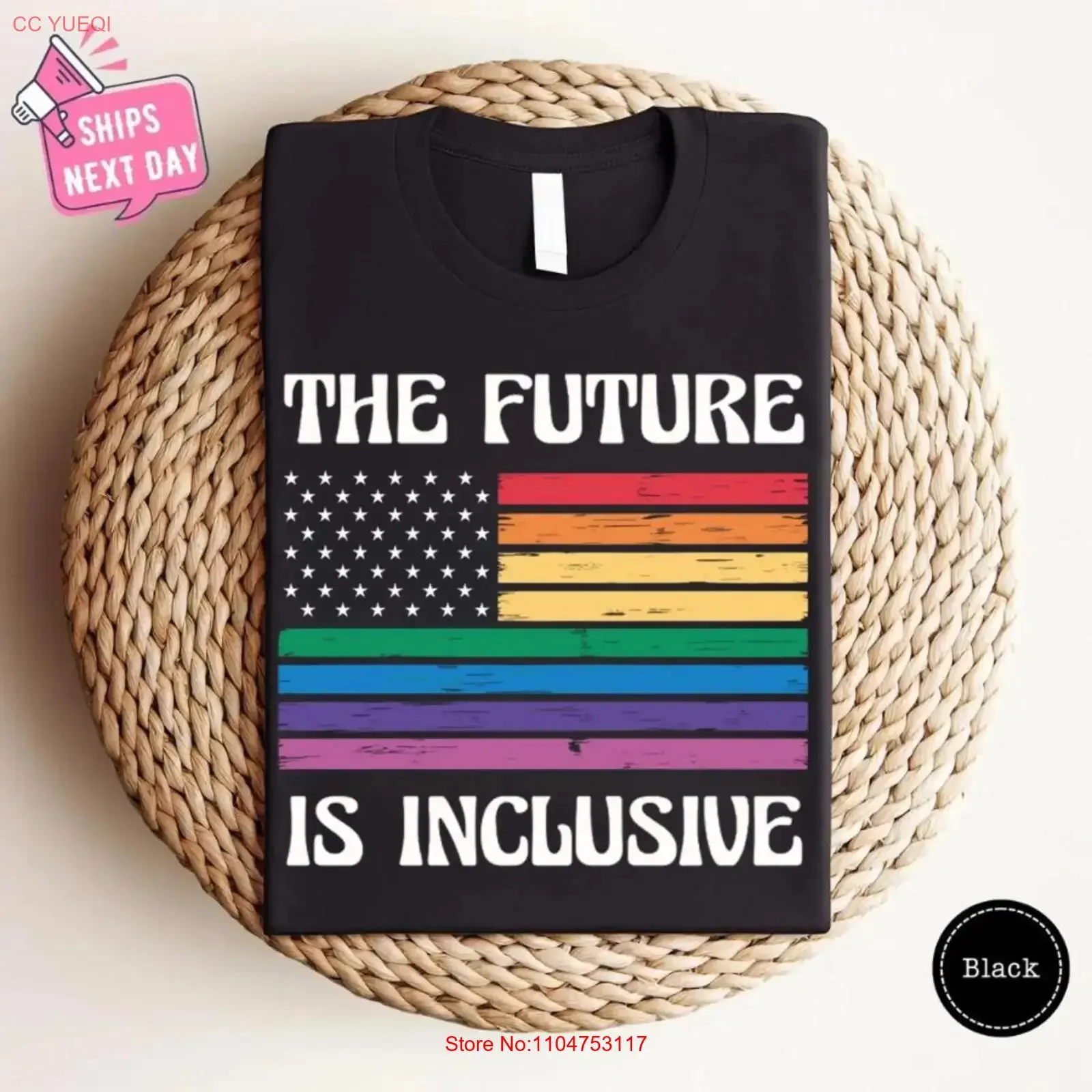 The Future Is Inclusive T Shirt Pride Equality LGBTQ Rainbow USA Flag Love Gay Trans Ally vintage Washed streetwear