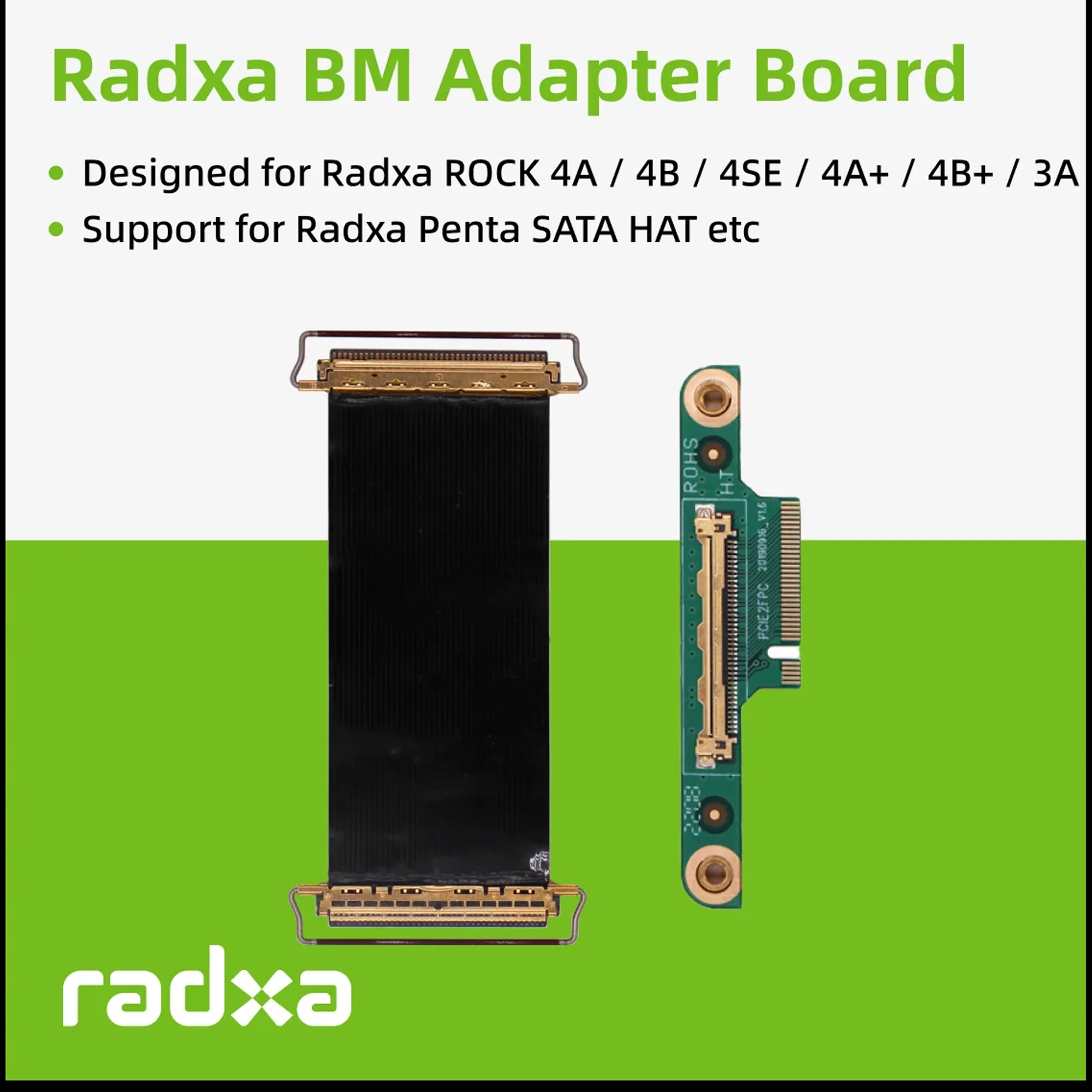 Radxa Adapter Board for Penta SATA HAT / M.2 Extension Board Compatible with Raspberry Pi 5 / Rock 3/4/3C /Rock 5A/Rock 5C