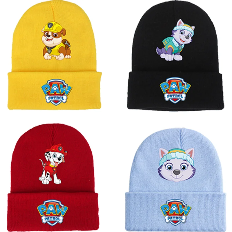 Paw Patrol Niedliche Mütze Chase Skye Caps Damen Herren Bonnets Cartoon Anime Grafikdruck Warm Winter Mode Hüte Baby Show Geschenke