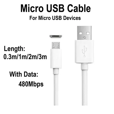 Micro USB Cable 3A Fast Charging Wire Mobile Phone Line USB Adapter Cable Cord For Samsung Xiaomi Andriod Mouse power bank etc.