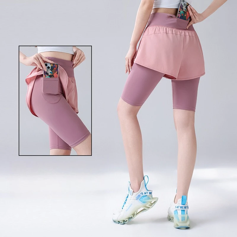 

Women's High-Waisted Yoga Shorts with Pockets Quick Dry Athletic for Running Shorts Gym High Elasticity Training Shorts
