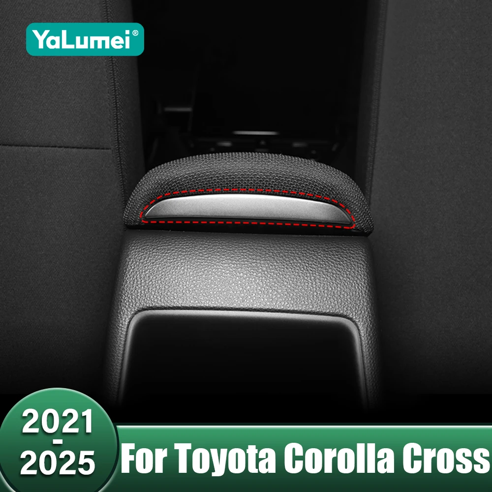 

Stainless Steel Car Rear Console Armrest Garnish Sticker Trim Strips Cover For Toyota Corolla Cross XG10 2021-2024 2025 Hybrid