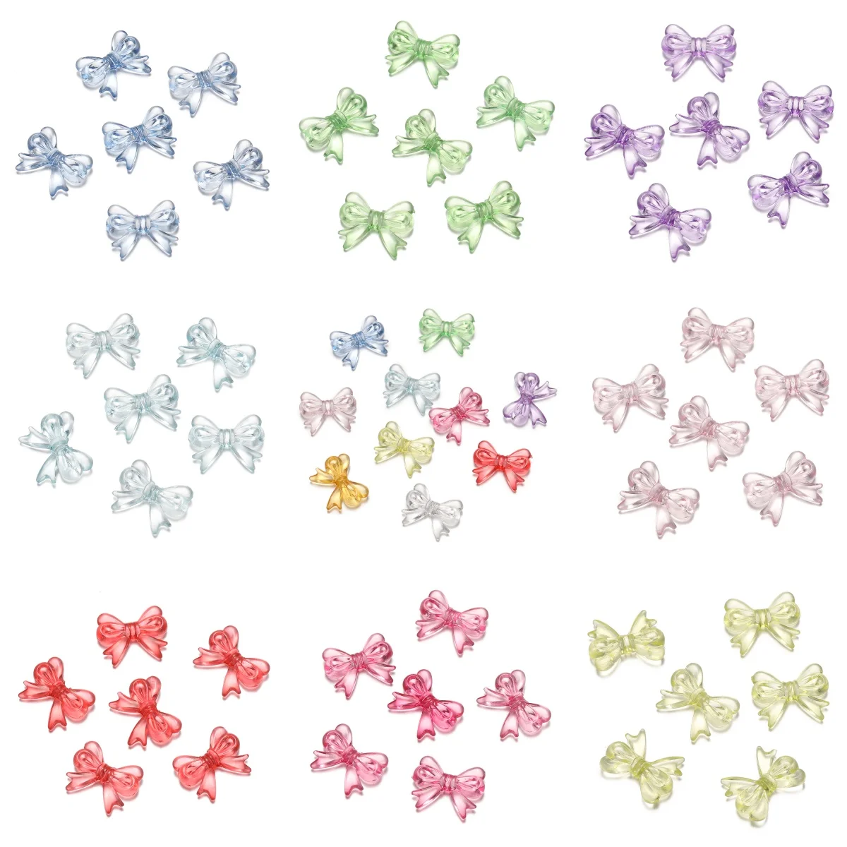 20/30pcs/Lot 14x18mm Multicolor Transparent Bow Acrylic Bead DIY Handmade Jewelry Earrings Keychain Material Accessories