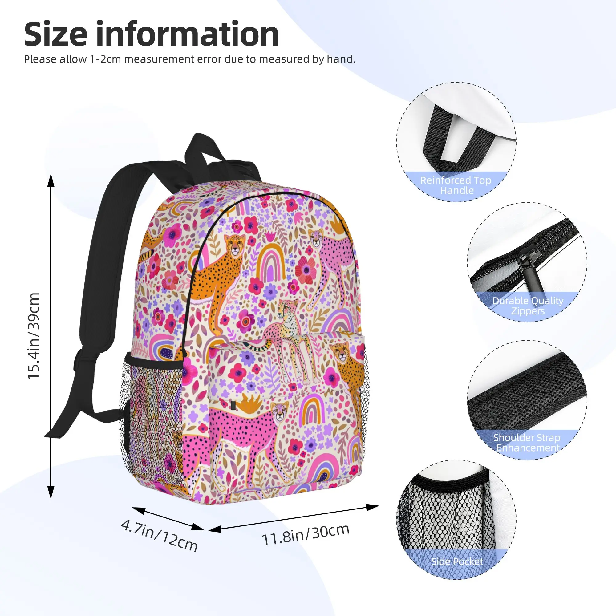 Cheetah's In A Rainbow  Backpack Hot Sale Daypack Large Capacity Boys Girls BookBag Shoulder Bags for Men Women School Bag