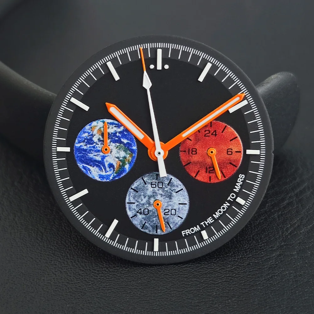 32.5MM Moon and Mars Watch Dial for VK63 Movement Accessories Watch Parts for Wristwatches Blank Dial