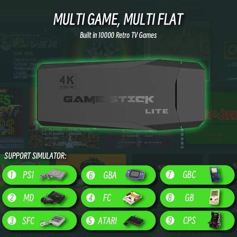 듀얼 무선 컨트롤러 비디오 게임 스틱, M8 콘솔, 2.4G, 4K 10000 게임, 64GB 레트로 게임, 직송 크리스마스 선물