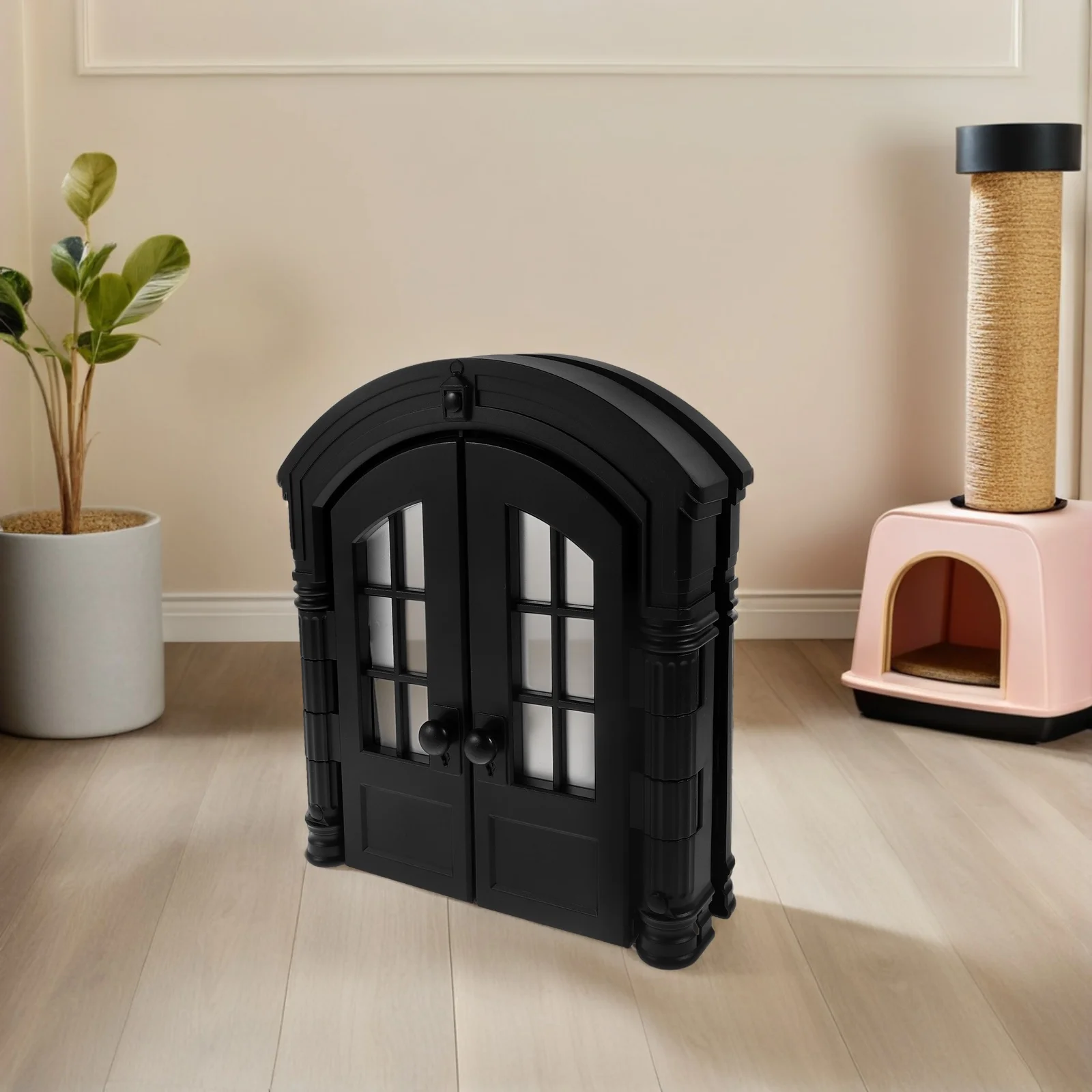 

Dual Dog Gate Black Easy Setup Durable Design Indoor Outdoor Use Secure For Small Animals Interior Pet Supplies Dog Flap Door