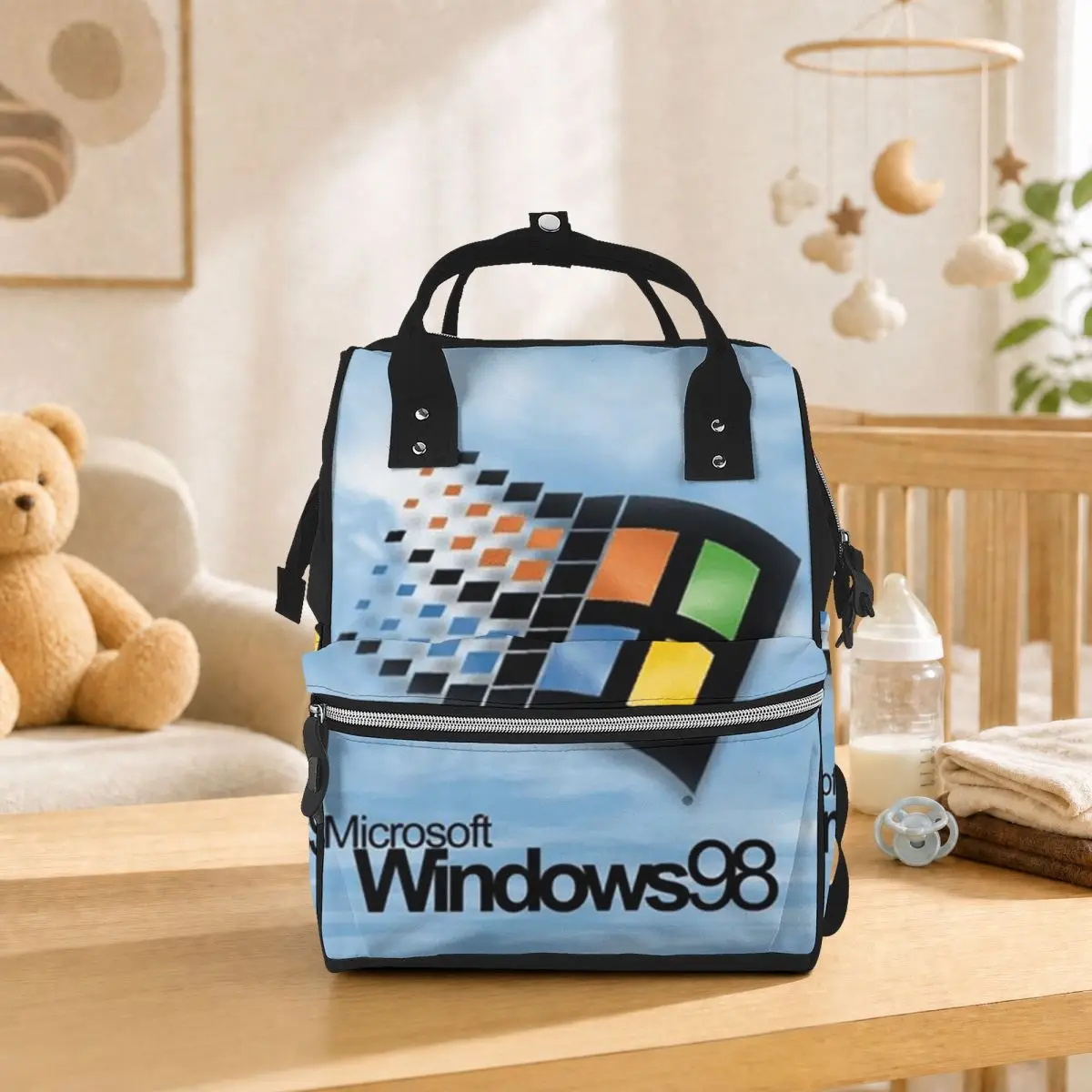Windows 98 Start Screen Student Backpack School Bag Hiking Travel Daypack for Men Women Bookbag Shoulder Bags