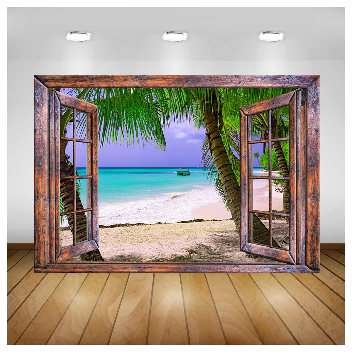 

ZHISUXI Window Outside Scenery Photography Backdrop Prop Beach Pink Tree Flower Path Landscape Photo Studio Background FFJ-02