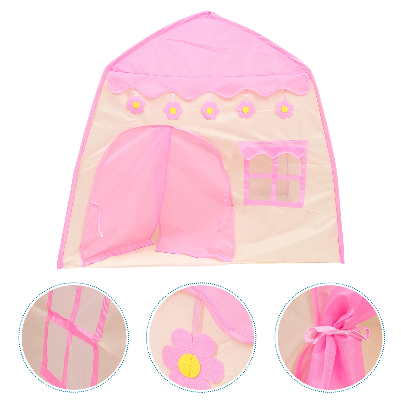 Tenda da gioco per bambini con piccoli fiori, facile montaggio, tende giocattolo per castelli per interni ed esterni, divertimento per bambini