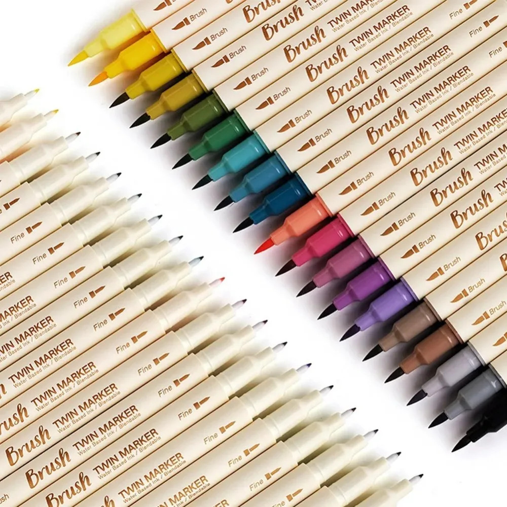 

3PCS/Set Retro Colors Double Tip Marker Pens Line Drawing Watercolor Pen Student Art Painting School Stationary
