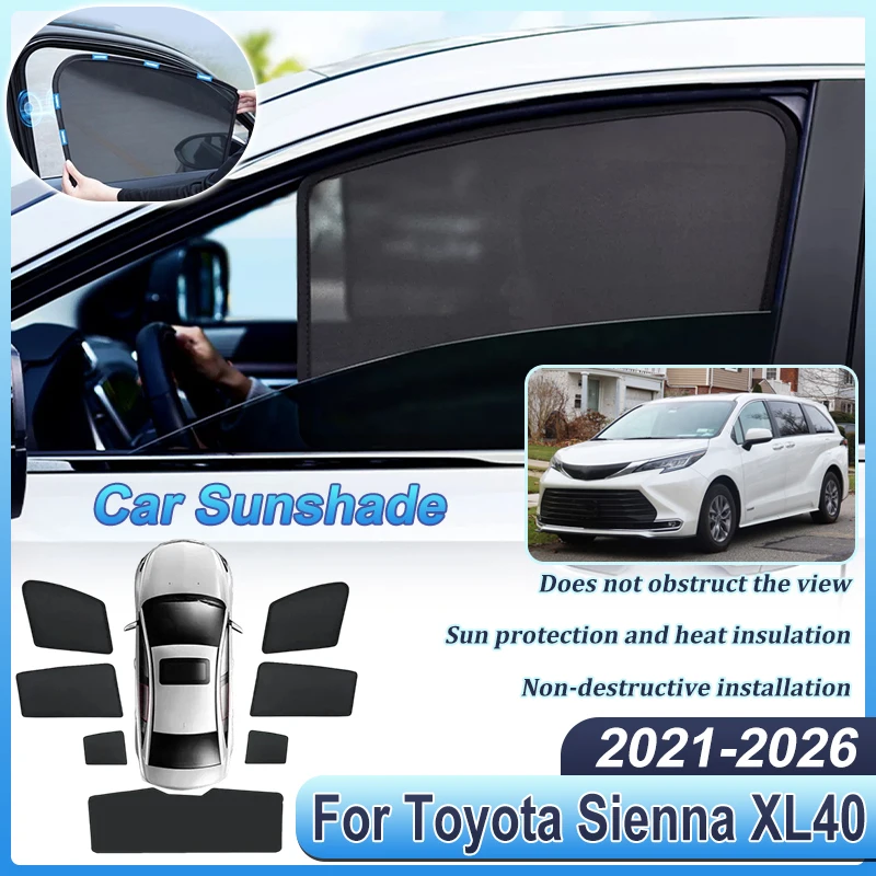 

Car Sunshades For Toyota Sienna Accessorie XL40 2021-2026 Auto Sunscreen Window Sun Shade Covers Magnetic Sun Visor Auto Parts