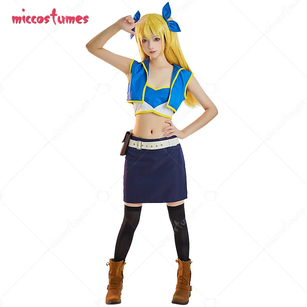 Women's Lucy Cosplay Costume Top and Skirt Set with Coat