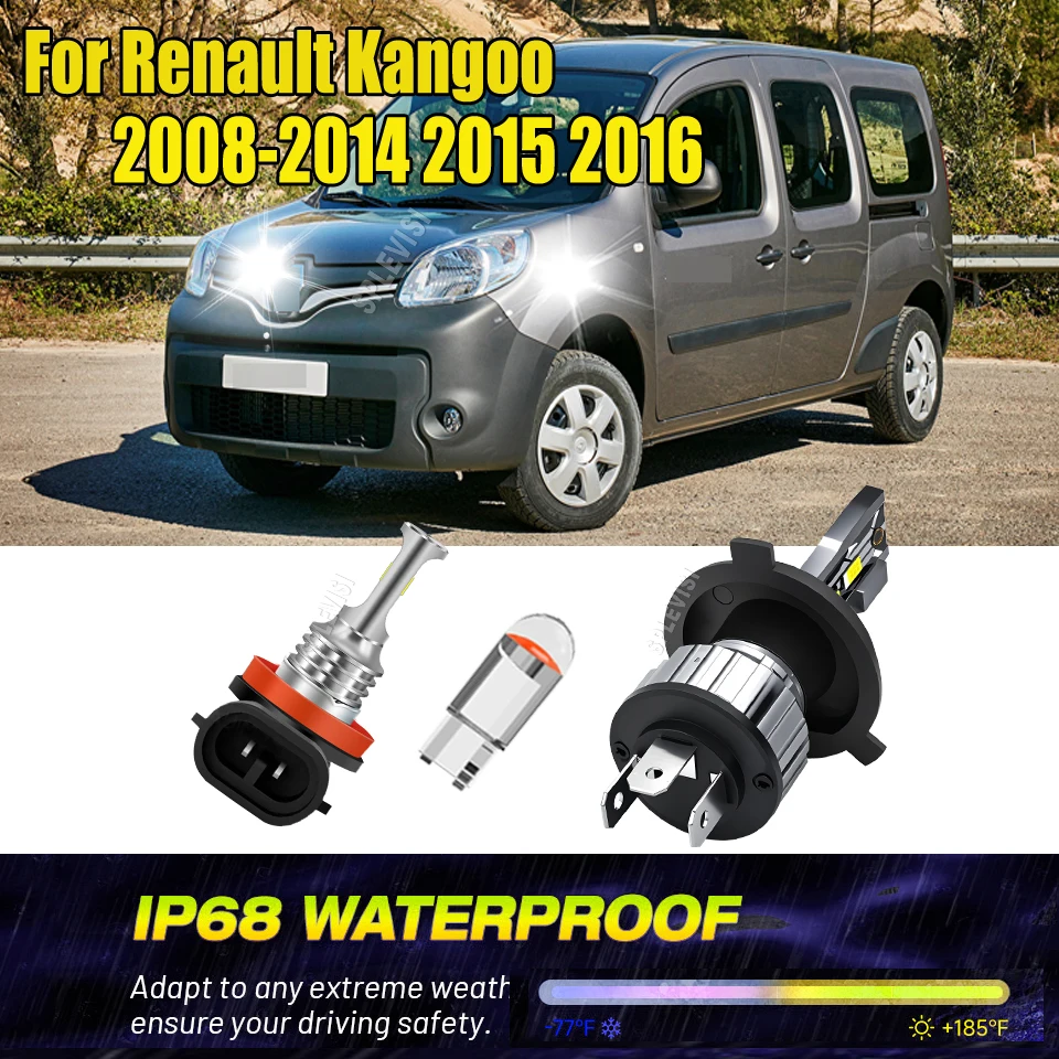 

LED Headlamp Fog Light 6000K White Beam, Compact Design Easy Plug & Play For Renault Kangoo 2008 2009 2010 2011 2012 2013-2016