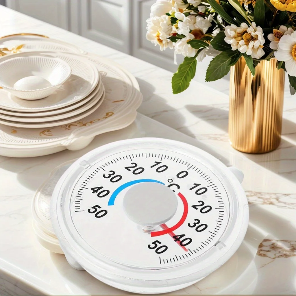 Household Pointer Thermometer, Portable Transparent Plastic Thermometer Circular Refrigerator Thermometer Temperature