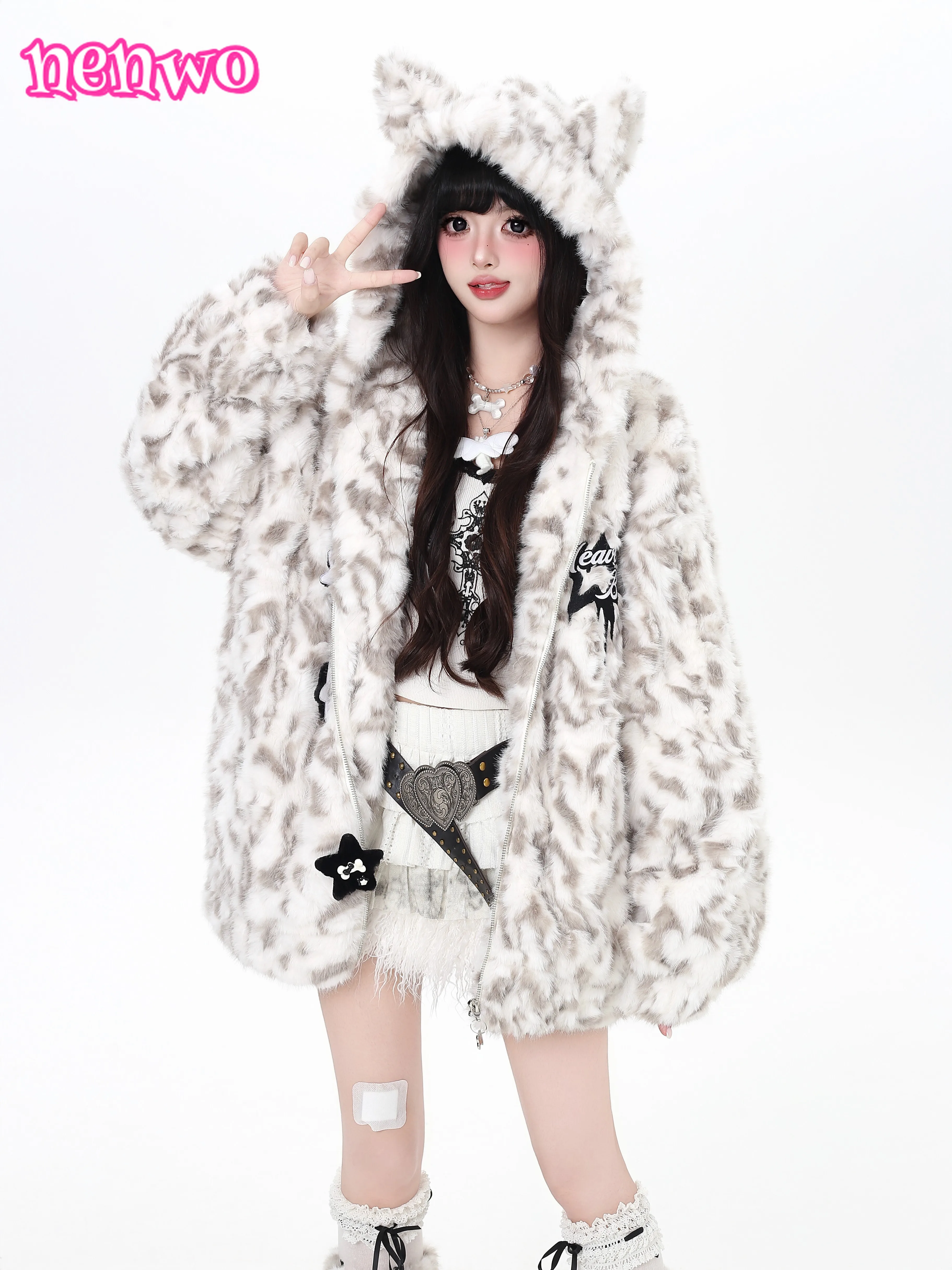 معطف تيدي Y2K للسيدات سترة شيرلينغ كبيرة الحجم مطرزة، ملابس خارجية عصرية للشتاء الدافئ الناعم للنساء #4