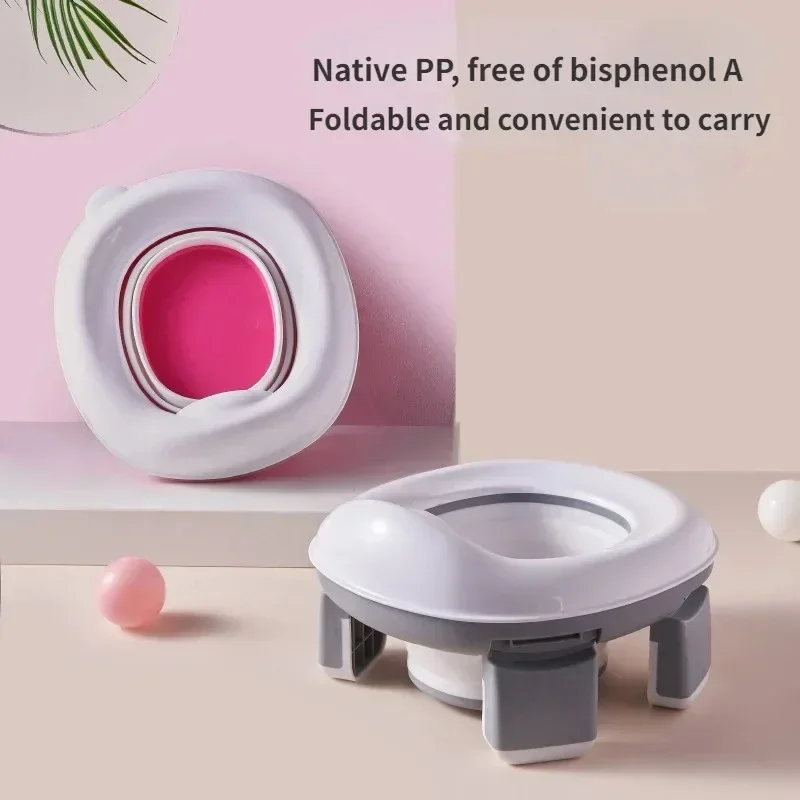 New Foldable 3 in 1 Baby Travel Toilet Seat Children Potty with Bags Baby Pot Portable Silicone Baby Potty Training Seat Clean