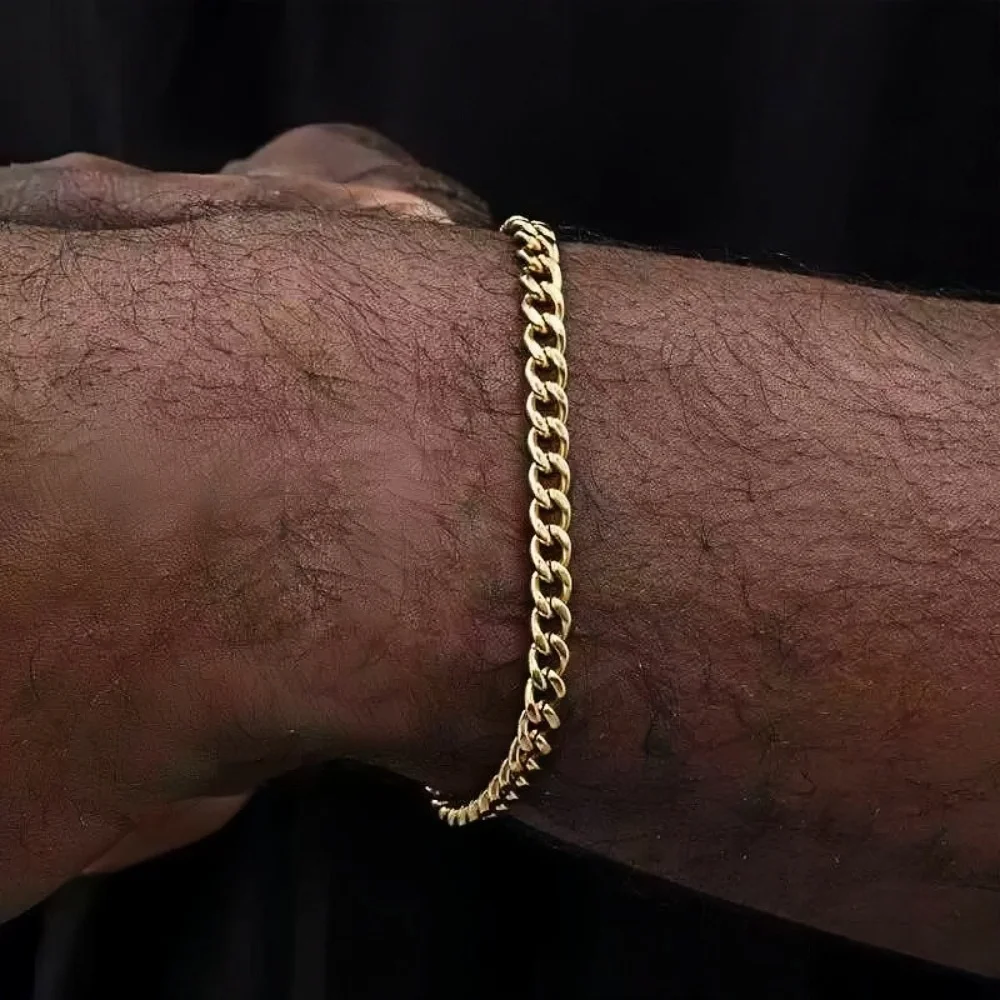 Hip-Hop Edelstahl Kubakette Armband für Männer Einfacher Titanstahl-Schmuck Trendige Accessoires Geschenke – Detail 3