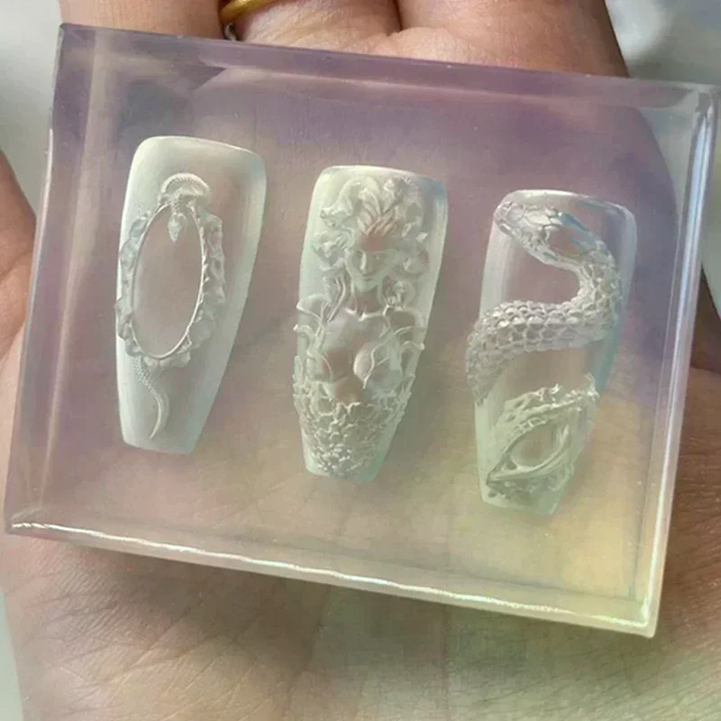 1 قطعة ثلاثية الأبعاد ثعبان فتاة مسمار سيليكون نحت قالب ثعبان لتقوم بها بنفسك مسمار الديكور ملصقات الأظافر الجمال سحر سيليكون قالب الأظافر منتجات الأظافر #3