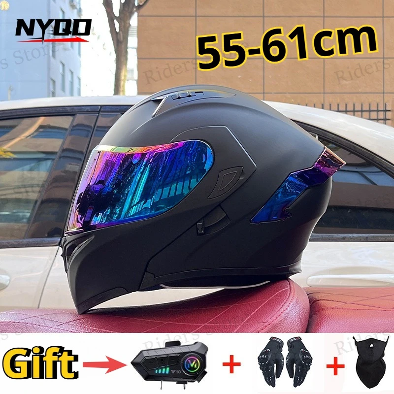 

ORZ Modular Flip-Up Motorcycle Helmet Dual Lens Men Women Winter Summer Four Seasons Helmet with Rear Spoiler & Bluetooth Slot