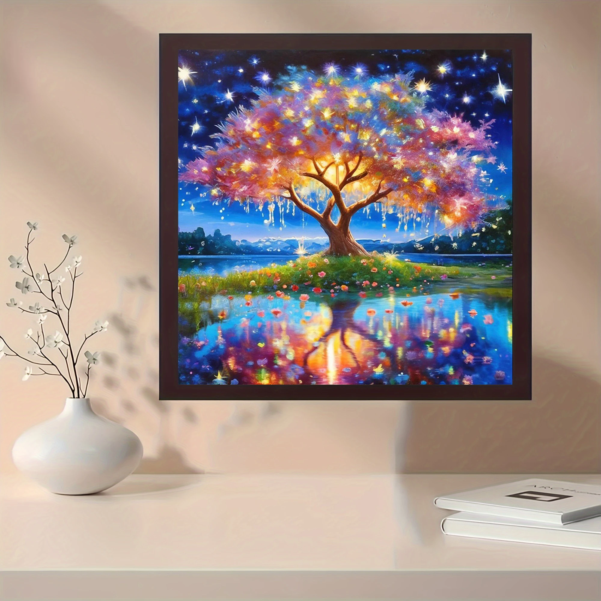 

DIY Diamond Painting Plant Life Tree Pattern 5D Full Circle Diamond Mosaic Art Set - a home decoration gift for beginners