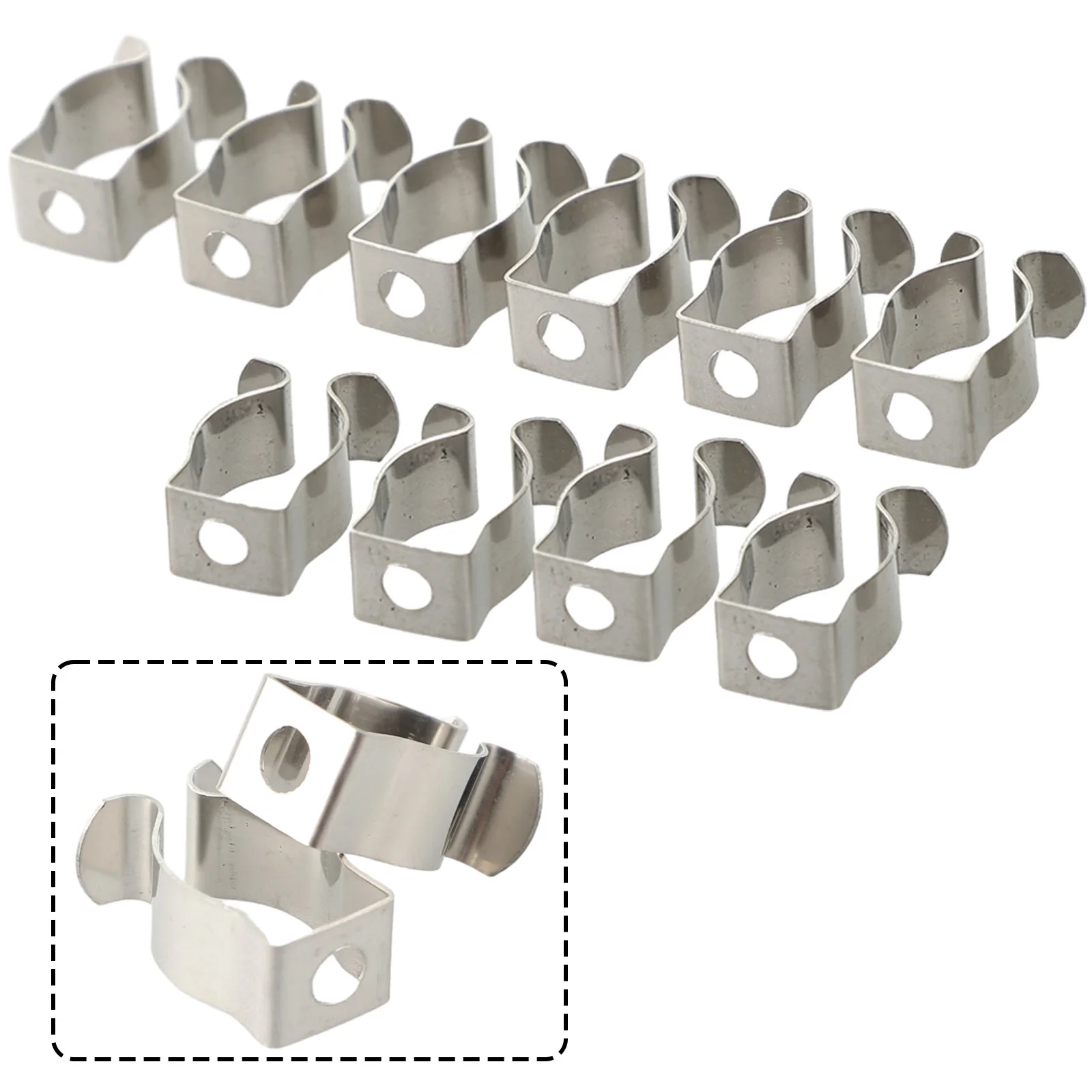 Clips Gereedschapshouder 10 Stuks Zilver 6-28Mm Mangaan Staal Open Type Vervangende Veer Terry Clips Binnenplaatsen Draagbare Accessoires