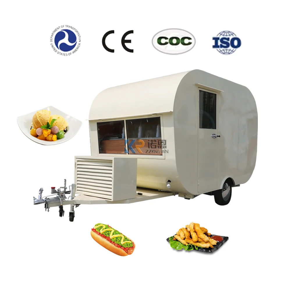 Newest Mobile Food Trailer Food Cooking VanFood Van Takeaway Trailer CE DOT Approved Fast Coffee Catering Cart