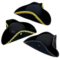 New Black Adult Colonial Tricorn Hat Halloween Carnivals Photography Decors Pirate Hat Adult Carnivals Hat Party Festives Hat
