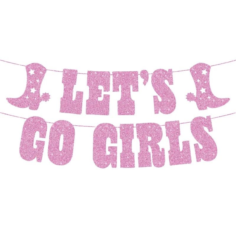 Lets Go Girls Bachelorette Dekorationen Glitzer Banner Stiefel Cowgirl Hut Girlande Bachelorette Party Western Cowgirl Partyzubehör