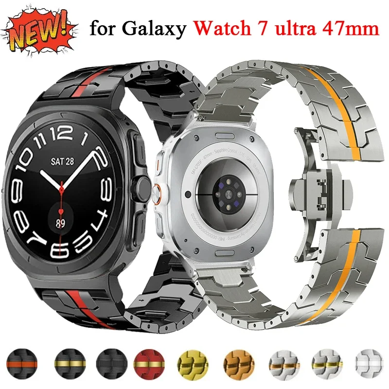 Cinturino Color titanio per Samsung Galaxy Watch Ultra 47mm cinturino in metallo Business in acciaio inossidabile Galaxy Watch 7 Ultra 47mm bracciale