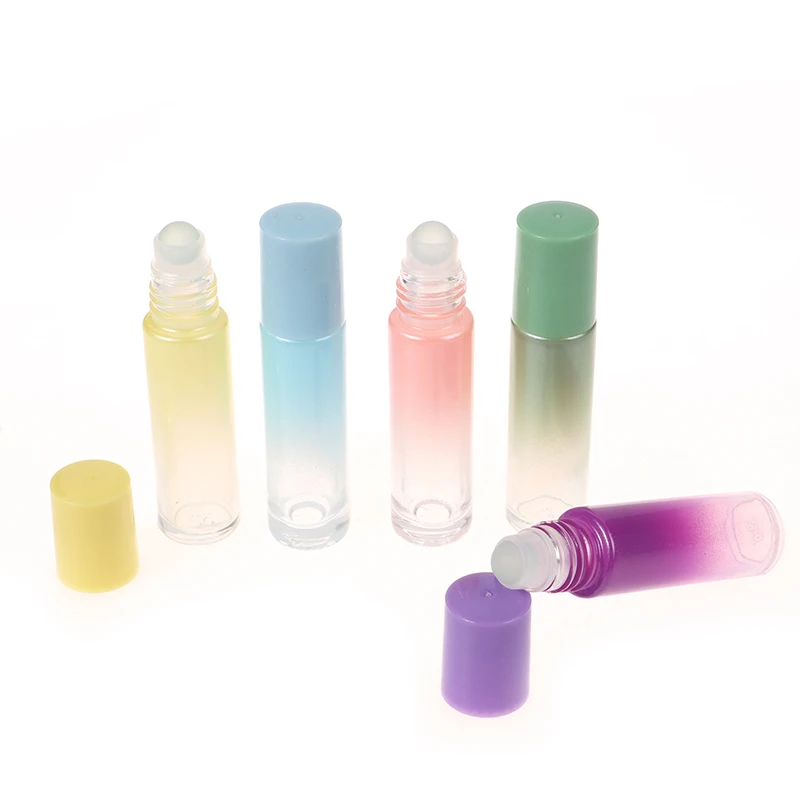 10ml Thick Glass Roll On Bottles Gradient Color Empty Bottle Roller Ball Bottle For Essential Oil Travel Kit Perfume Bottle