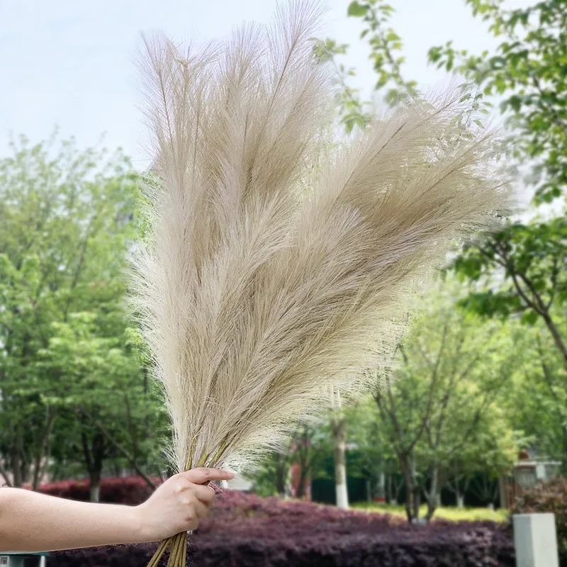 1Pcs 120cm Artificial Reed Flower Bouquet Plume Pampas Grass Dried Flowers For Home Room Decor Wedding Birthday Party Supplies