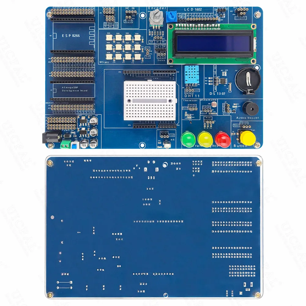 ESP8266 ATmega328P IOT Development Board Module for Arduino IDE Learning NRF24L01 LED RGB DHT11 LCD1602 HC-06 HC-SR04 DS1307