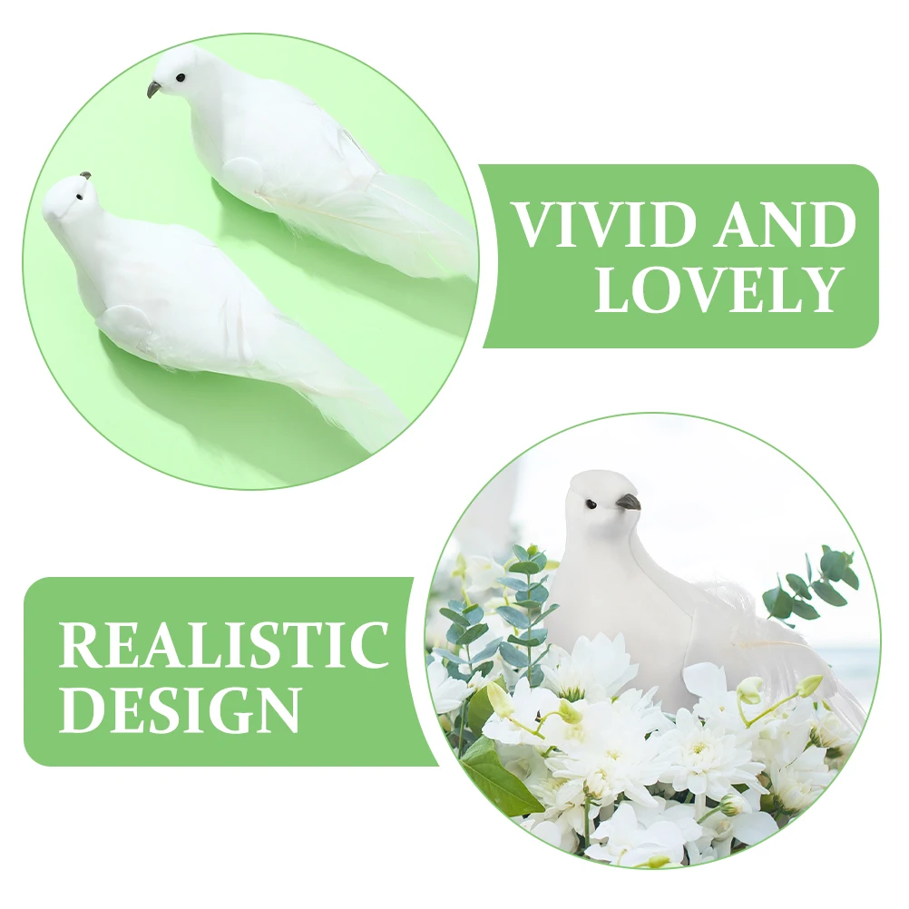

3 Pcs Simulated Dove Decorations Realistic Ornaments for Tree Lawn Cage Artificial Pigeon Wedding Photo Props Fake