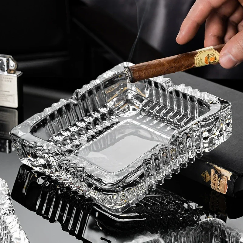 

Transparent glass square ashtray KTV diamond patterned hotel hotel thickened ashtray