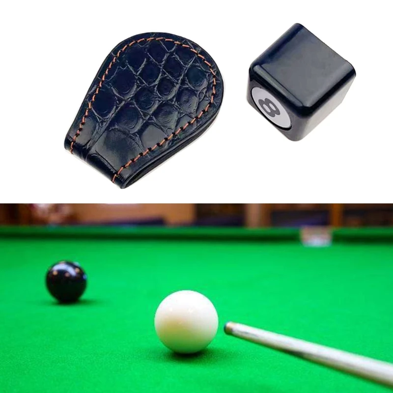 Tempat Kapur Kolam Biliar Tempat Kapur Klip Sabuk Kulit Snooker Biliar