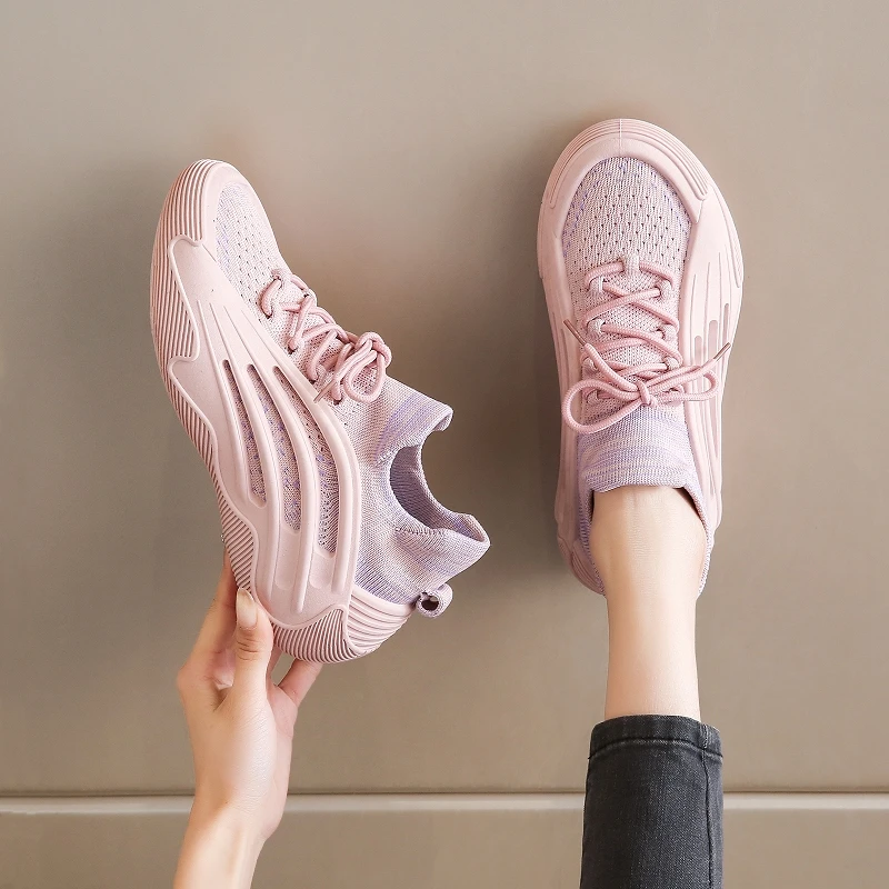 

Comfortable Summer Knit Platform Sneakers for Women 4.5CM Non Slip Walking Shoes Fashion Casual Breathable Daily Wear