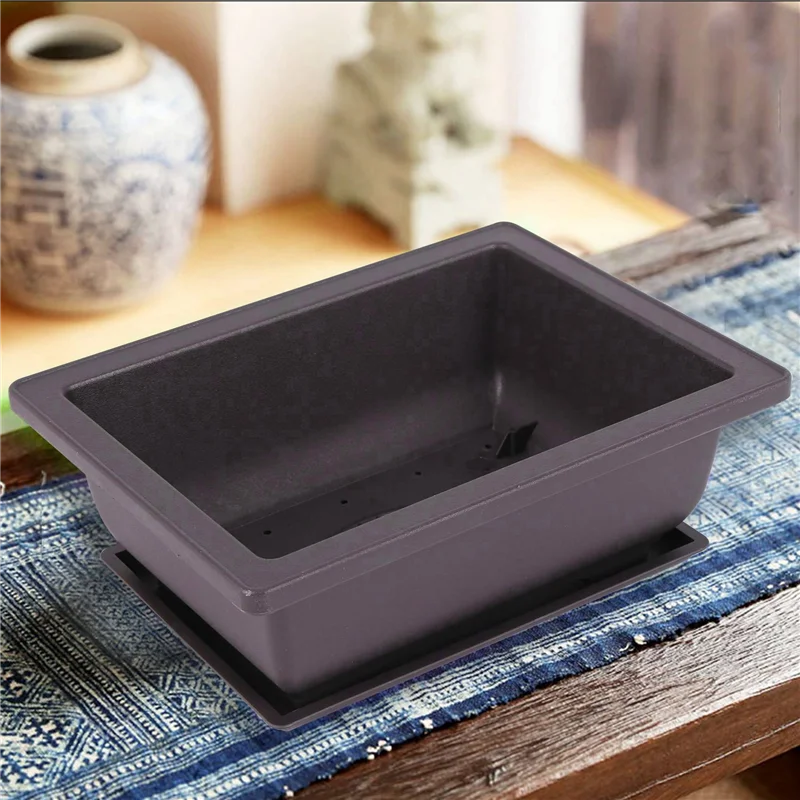 

10 Packs Bonsai Training Pots With Tray Plastic Bonsai Plants Growing Pot For Garden Yard Living Room Balcony 16.5X12cm