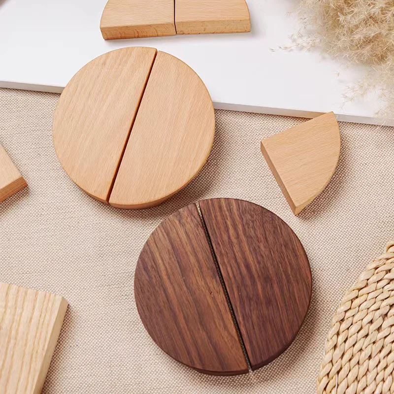 Natural Wooden Cabinet Door Knobs Pulls Wardrobe Cupboards Drawer Semicircle Pulls Handle Drawer Wardrobe Wood Furniture Handles